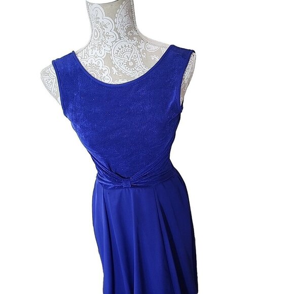 Scott McClintock Vintage Formal Dress Blue Ball Gown Sleeveless Flowy Glitter 4 - Picture 2 of 9